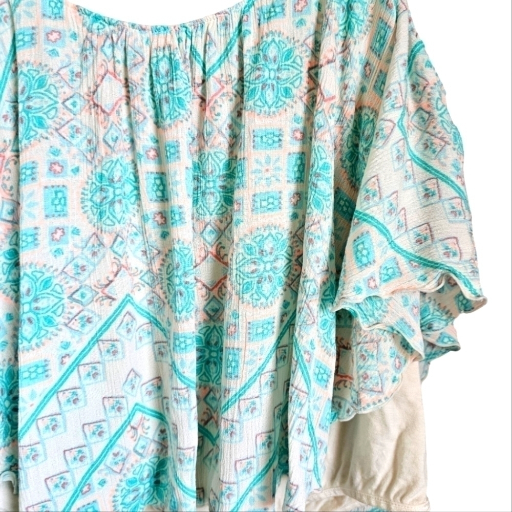 Guess nwot bright aztec body suit flounce womens XL